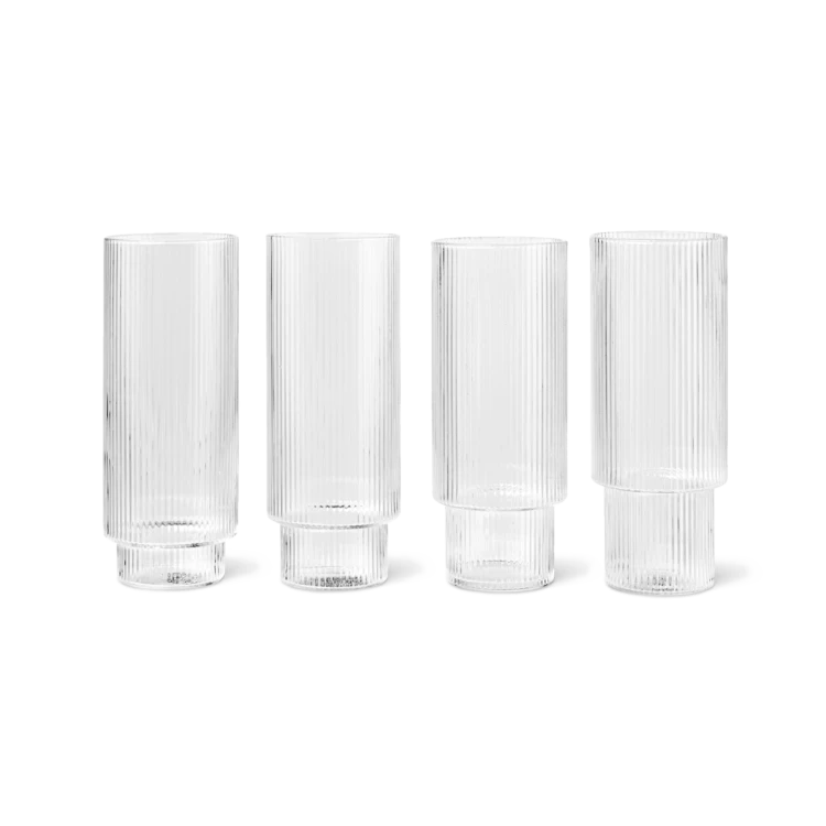 Ripple High Ball Glasses, Set of 4