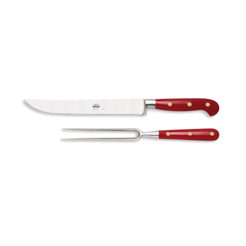 Carving Set, Red Lucite