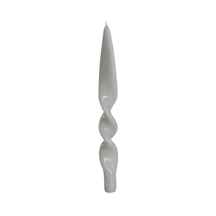 Twist Candle, Pearl Grey, Set of 2