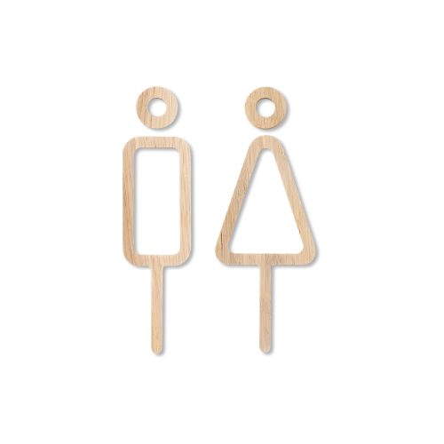 Interior Wall/Door Wood Signs - Restroom