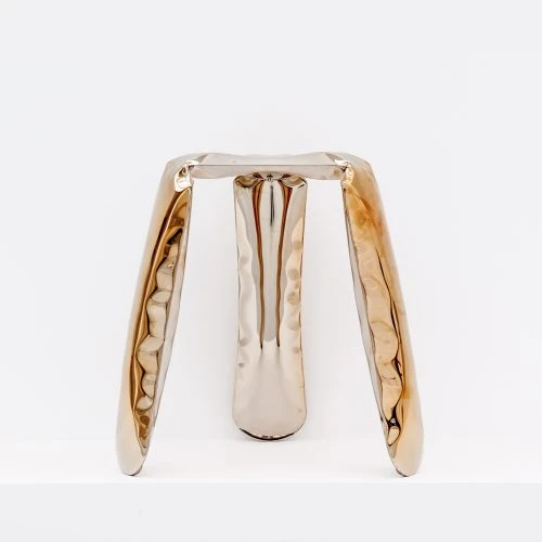 Plopp Inflated Metal Stool, Gold - Gessato Design Store