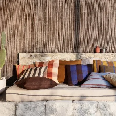 Grand Cushion, Faded Blue/Burgundy - Gessato Design Store
