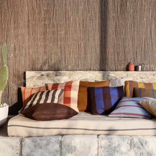 Grand Cushion, Faded Blue/Burgundy - Gessato Design Store