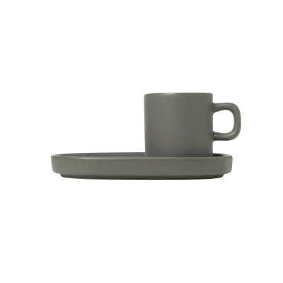 Pilar Espresso Cups with Trays, Set of 2 - Gessato Design Store