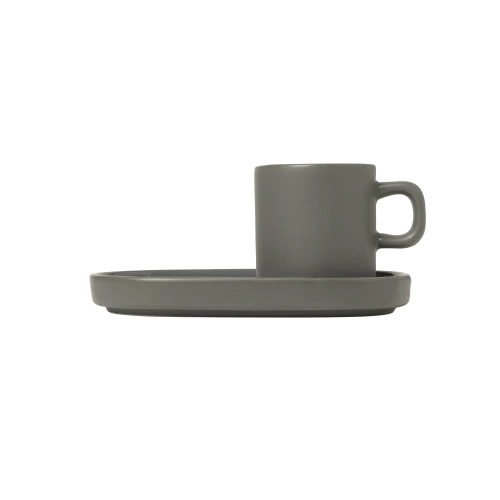 Pilar Espresso Cups with Trays, Set of 2 - Gessato Design Store