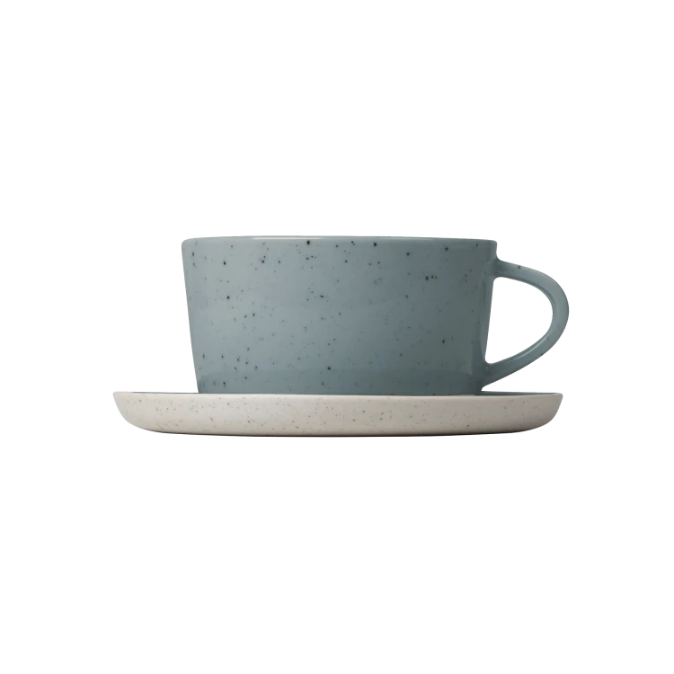 Sablo Ceramic Stoneware Coffee Cups and Saucers, Set of 2