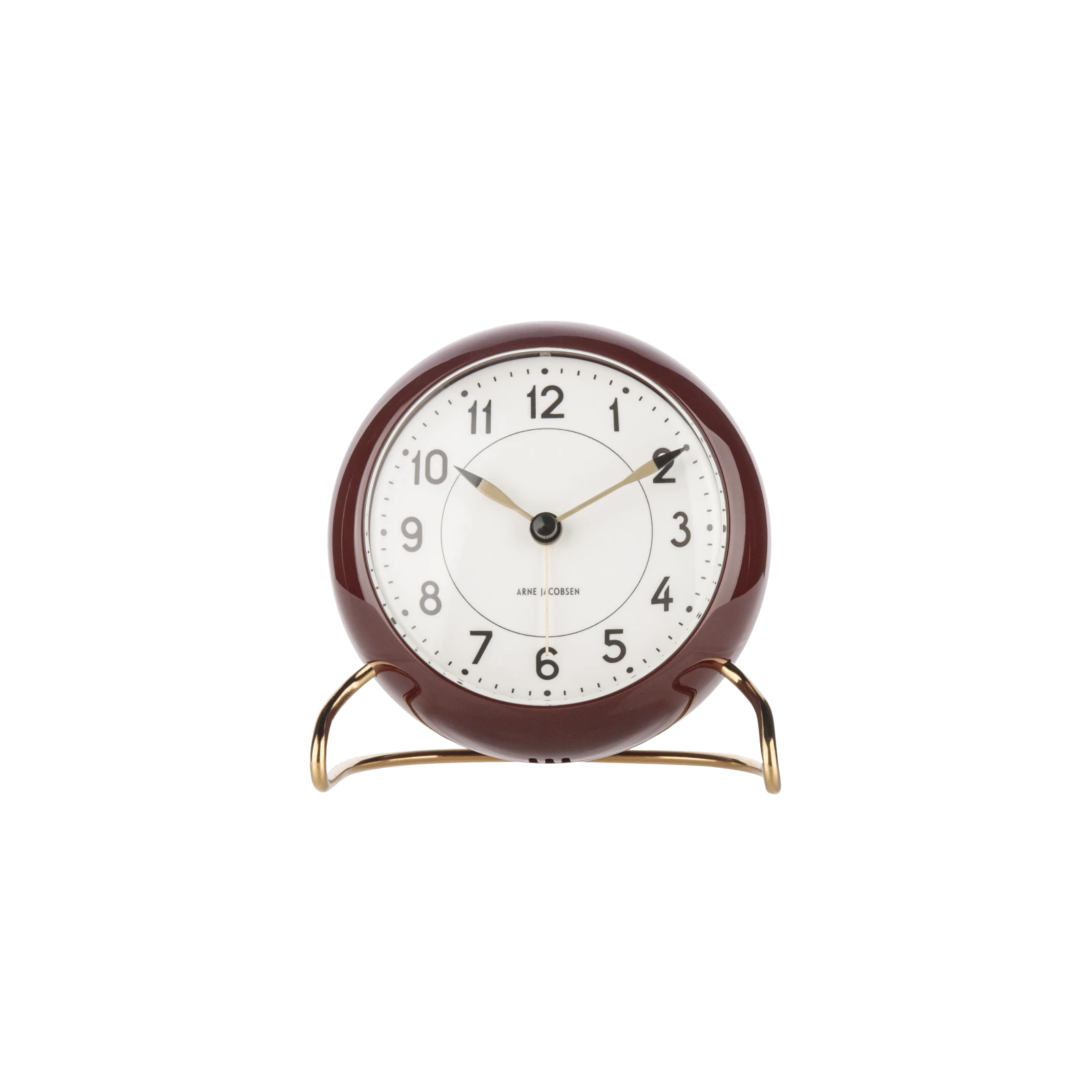 Arne Jacobsen Station Alarm Clock - Burgundy - Gessato Design Store