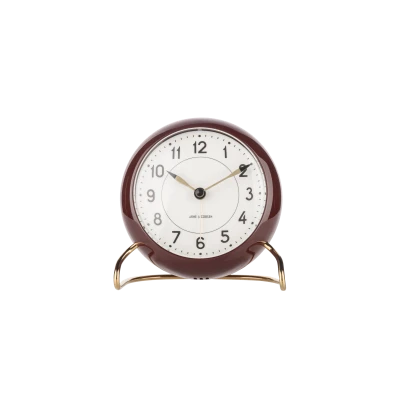 Arne Jacobsen Station Alarm Clock - Burgundy - Gessato Design Store