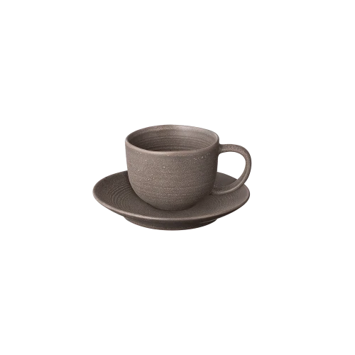 Kumi Stoneware Coffee Cups with Saucers, set of 2 - Gessato Design Store