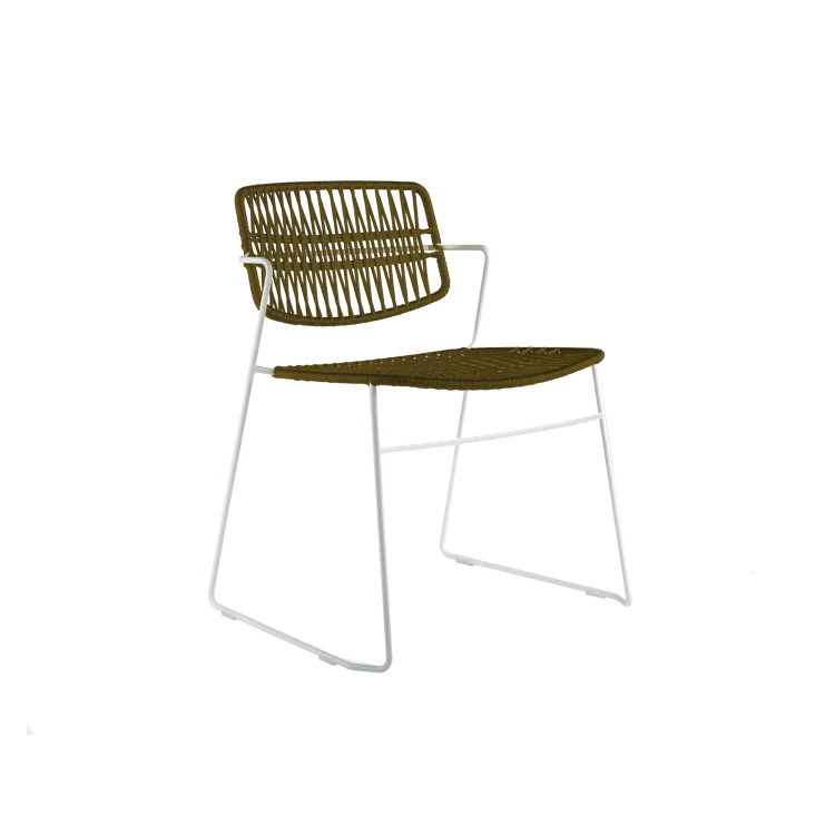 Serpentine Outdoor Chair, White/Brown