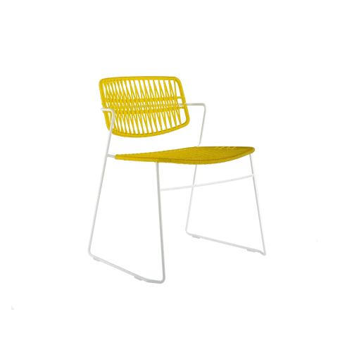 Serpentine Outdoor Chair, White/Yellow - Gessato Design Store