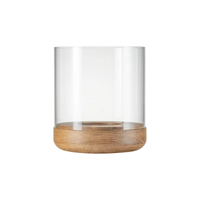 Lanto Hurricane Lamp With Wood Base - Gessato Design Store