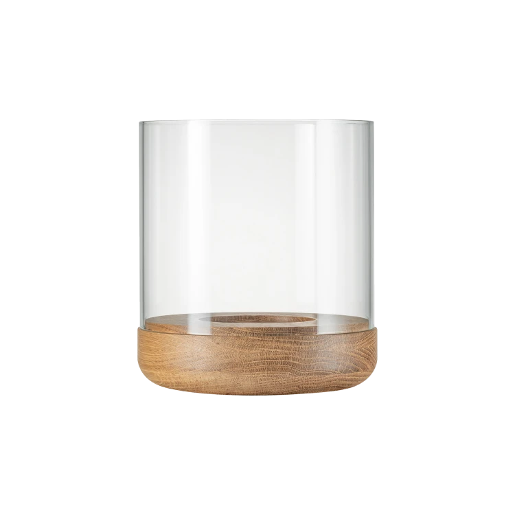 Lanto Hurricane Lamp With Wood Base - Gessato Design Store
