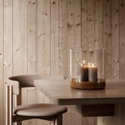 Lanto Hurricane Lamp With Wood Base - Gessato Design Store
