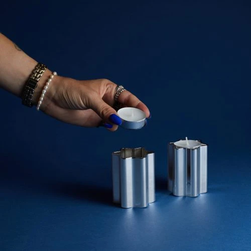 Modern Mensch Candle Holders, Chrome - Gessato Design Store