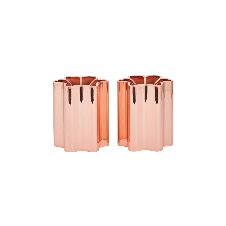 Modern Mensch Candle Holders, Rose Gold - Gessato Design Store