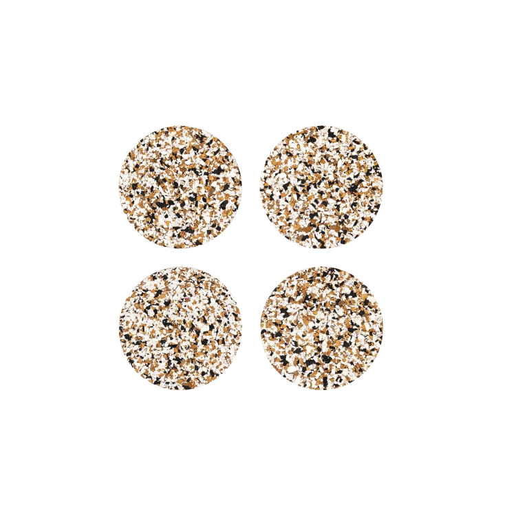 Speckled Coaster Round - Black, Set of 4 - Gessato Design Store