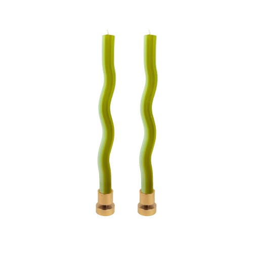 Wiggle Candles - Green, Set of 2 - Gessato Design Store