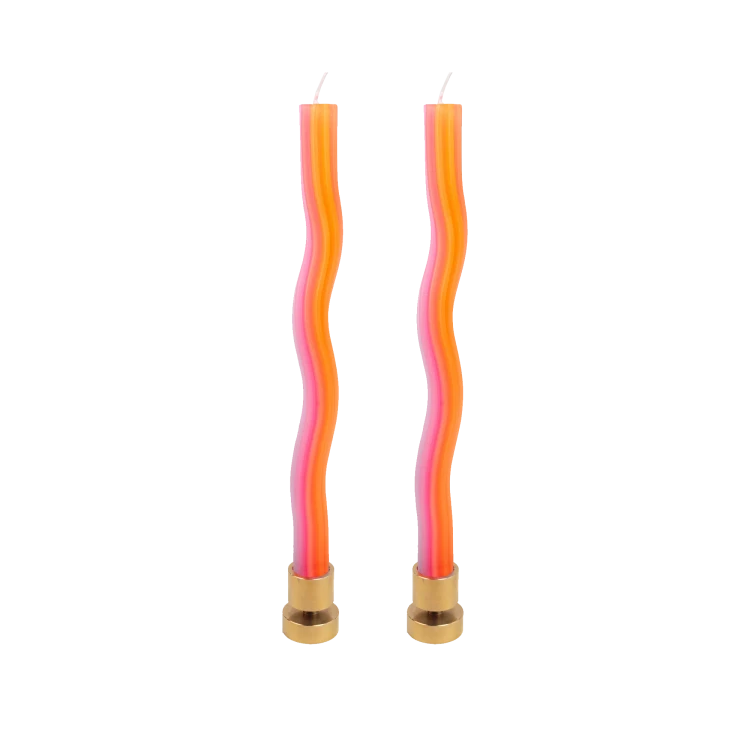Wiggle Candles - Orange, Set of 2 - Gessato Design Store