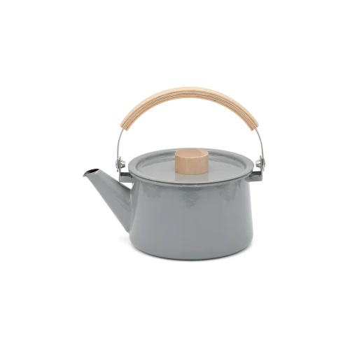 Kaico Enamel Kettle with Wooden Handle, Gray - Gessato Design Store