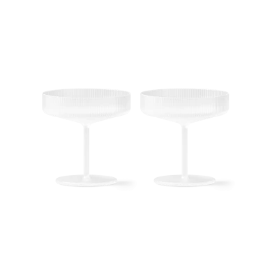 Ripple Frosted Champagne Glasses, Set of 2 - Gessato Design Store