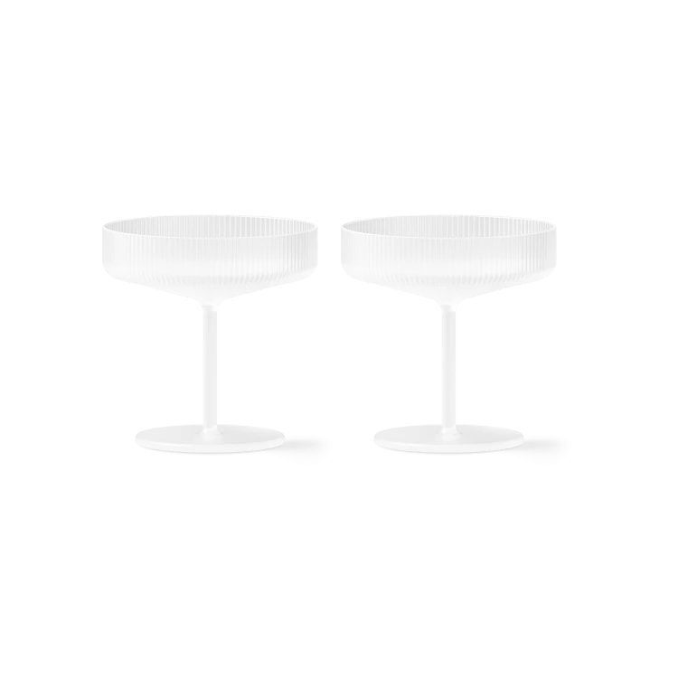 Ripple Frosted Champagne Glasses, Set of 2