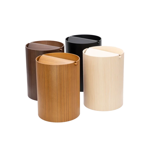Wood Waste Basket with Lid - Gessato Design Store