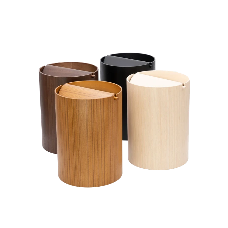 Wood Waste Basket with Lid - Gessato Design Store