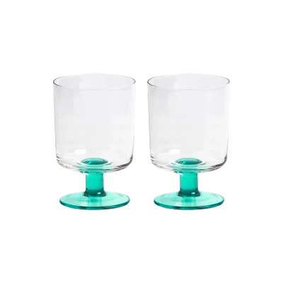 Eddie Wine Glasses - Clear/Green, Set of 2 - Gessato Design Store