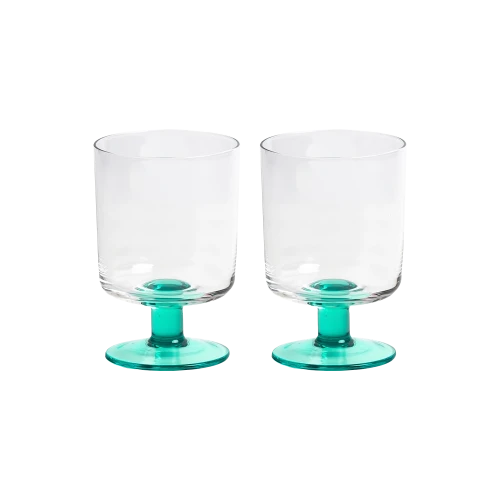 Eddie Wine Glasses - Clear/Green, Set of 2 - Gessato Design Store