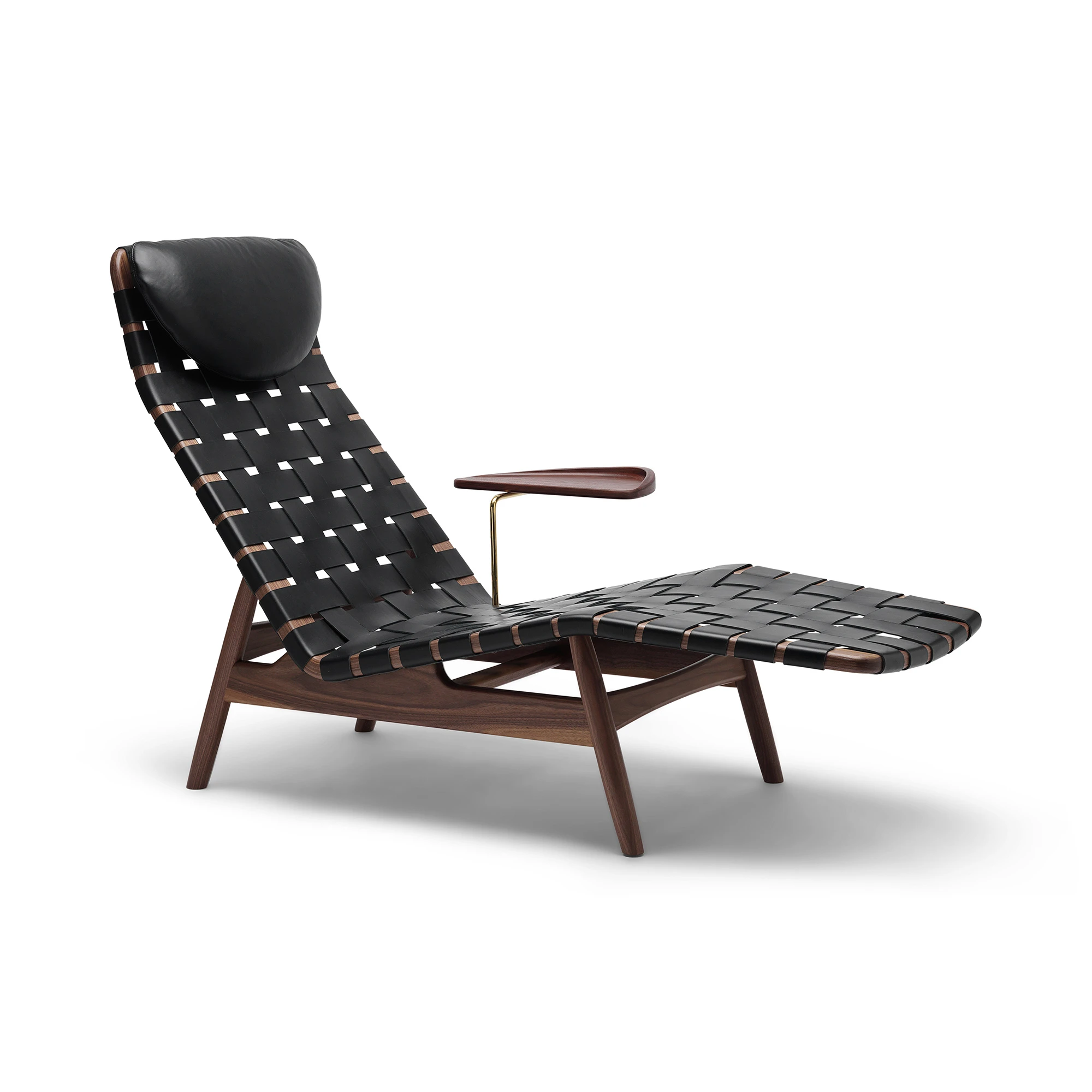  Walnut/black leather, With side table