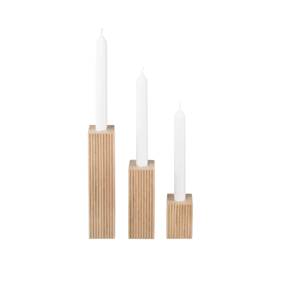 Oak Candle Holder Set - 3pc - Gessato Design Store