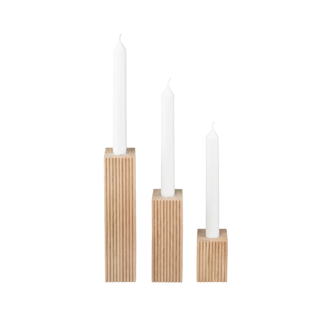 Oak Candle Holder Set - 3pc - Gessato Design Store