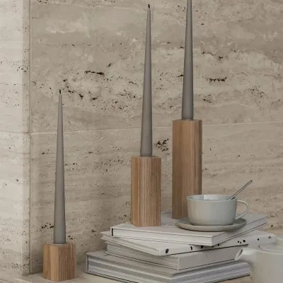 Oak Candle Holder Set - 3pc - Gessato Design Store