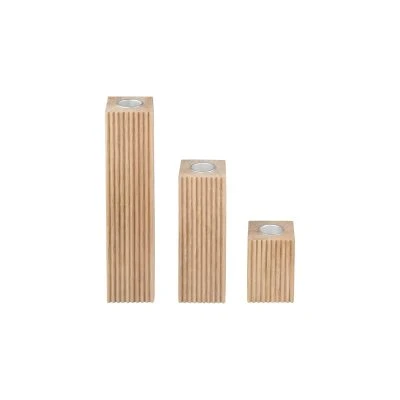 Oak Candle Holder Set - 3pc - Gessato Design Store