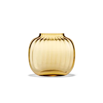 Primula Oval Vase, 4.9" Tall Amber - Gessato Design Store