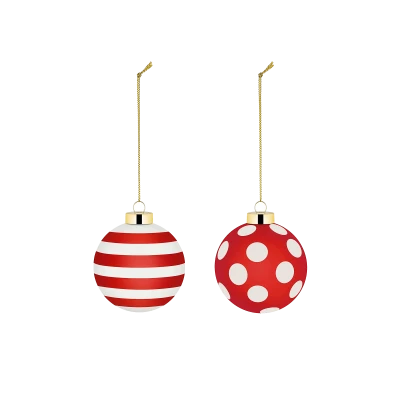 Delight Stripes & Dots Set of 2 Christmas Baubles - Gessato Design Store