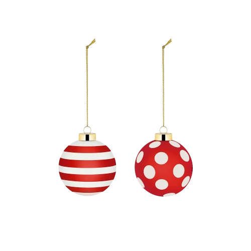 Delight Stripes & Dots Set of 2 Christmas Baubles - Gessato Design Store