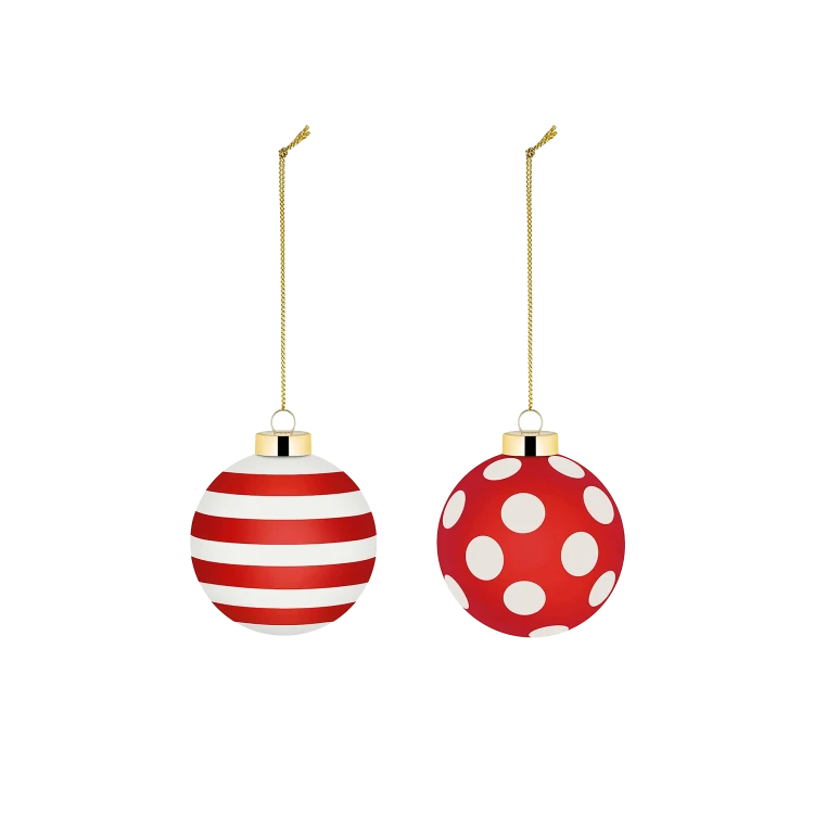Delight Stripes & Dots Set of 2 Christmas Baubles - Gessato Design Store