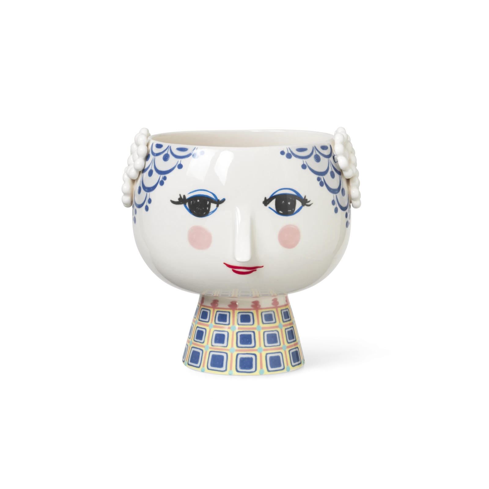 Eva Flower Pot on Base, Blue - Gessato Design Store