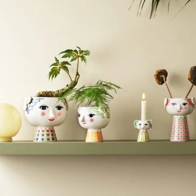 Eva Flower Pot on Base, Blue - Gessato Design Store