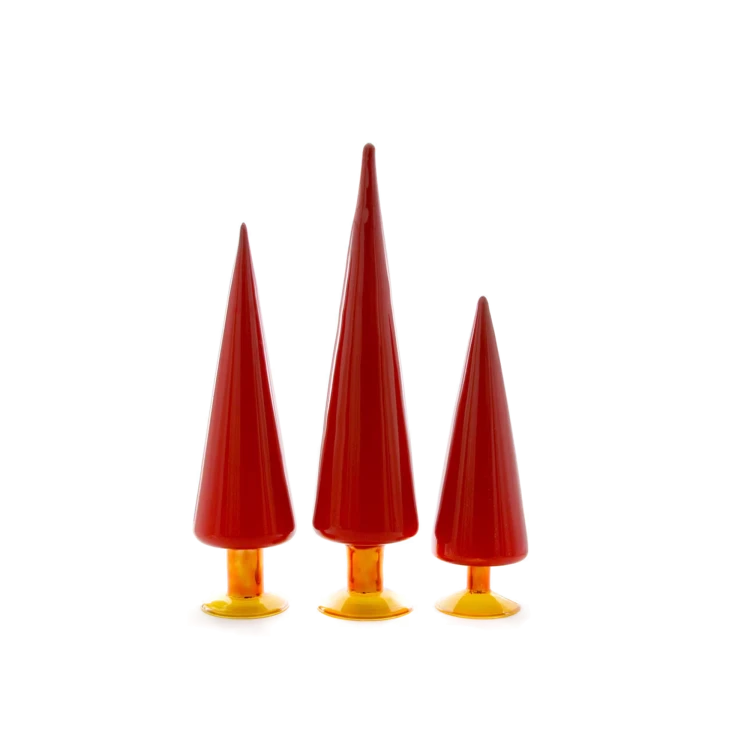 Modern Glass Tree Red, Set of 3 - Gessato Design Store