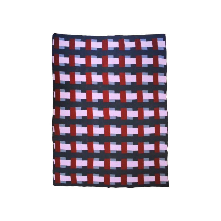 Over & Under Throw in Navy, Wine, Lilac And Azul - Gessato Design Store