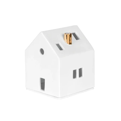 Porcelain Village House Candleholder - Gold Chimney - Gessato Design Store