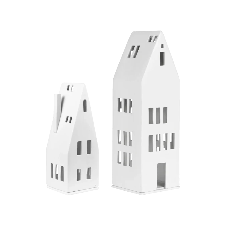 Porcelain Village House Candleholder Set - 2 Pieces - Gessato Design Store