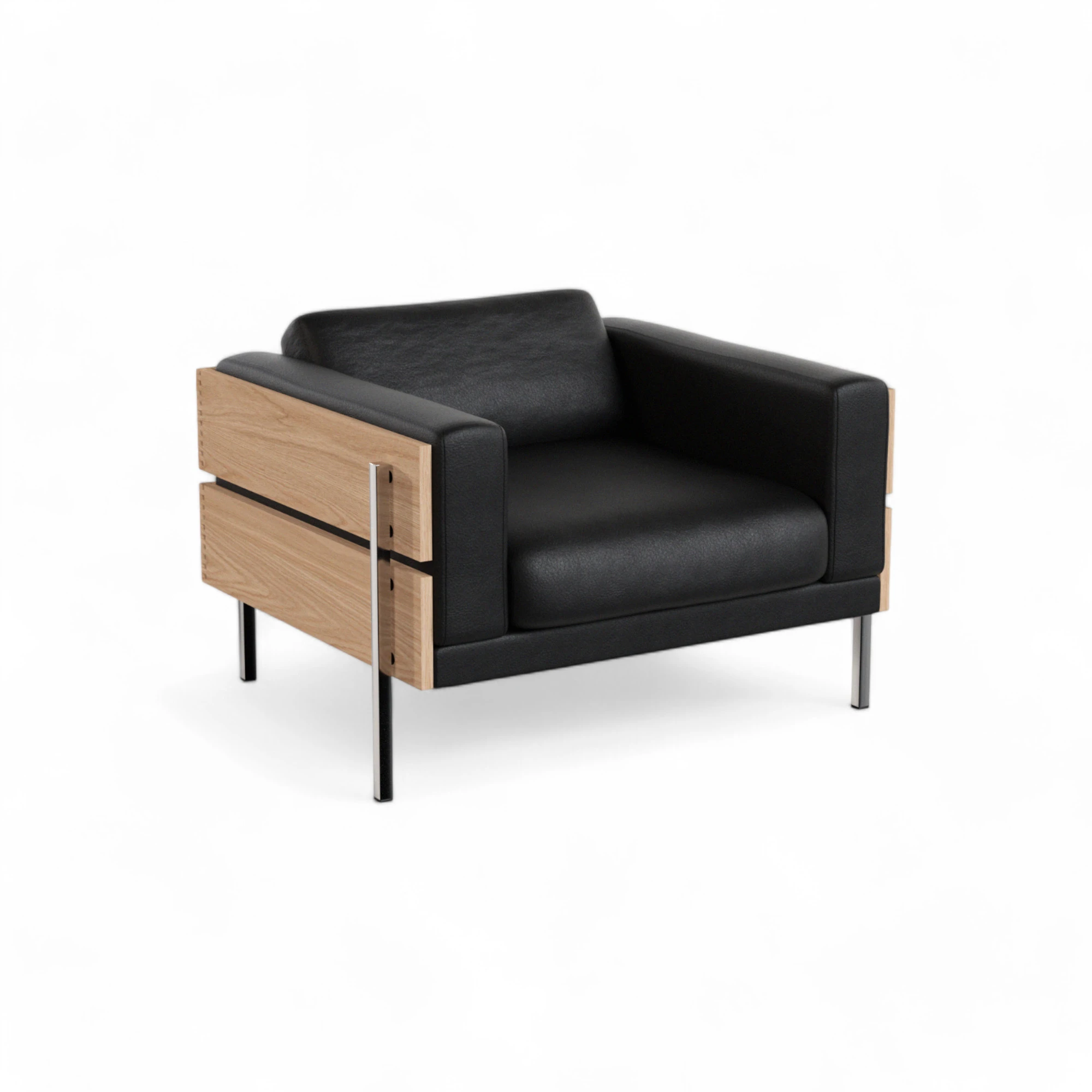  Black leather, Oak