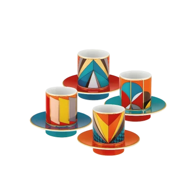 Futurismo Set of 4 Coffee Cups with Saucers - Gessato Design Store