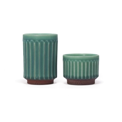 Asemi Co, Tanba-Yaki Cup, Turquoise L - Gessato Design Store