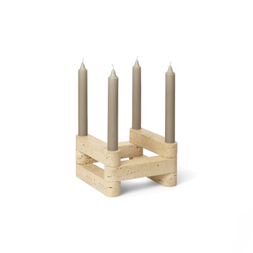 Newel Travertine Candle Holder