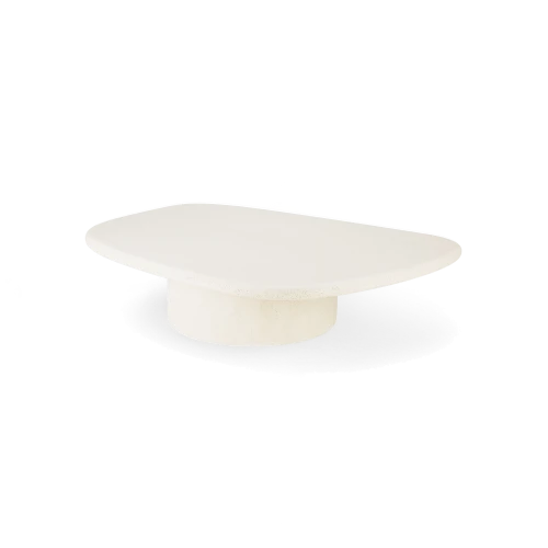 Elements White Concrete Coffee Table – Pebble Shape